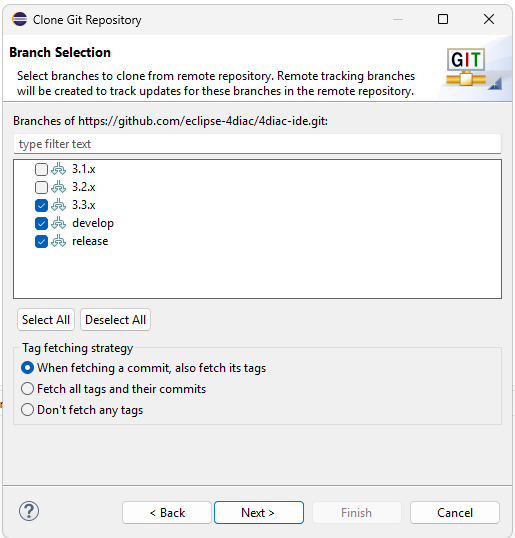 Clone Git Repository Branch Selection