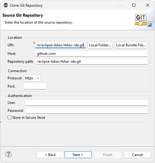 Source Git Repository Wizard