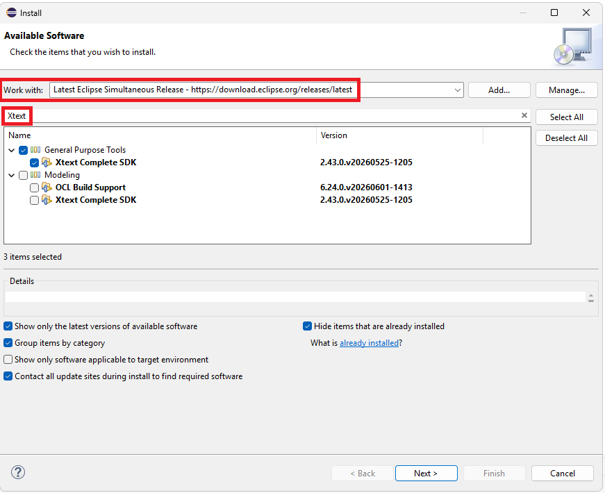 Install new Software Menu