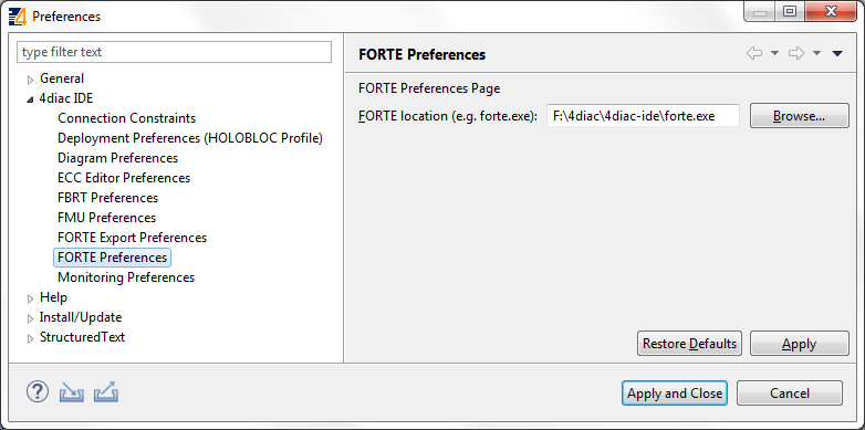 select your 4diac FORTE