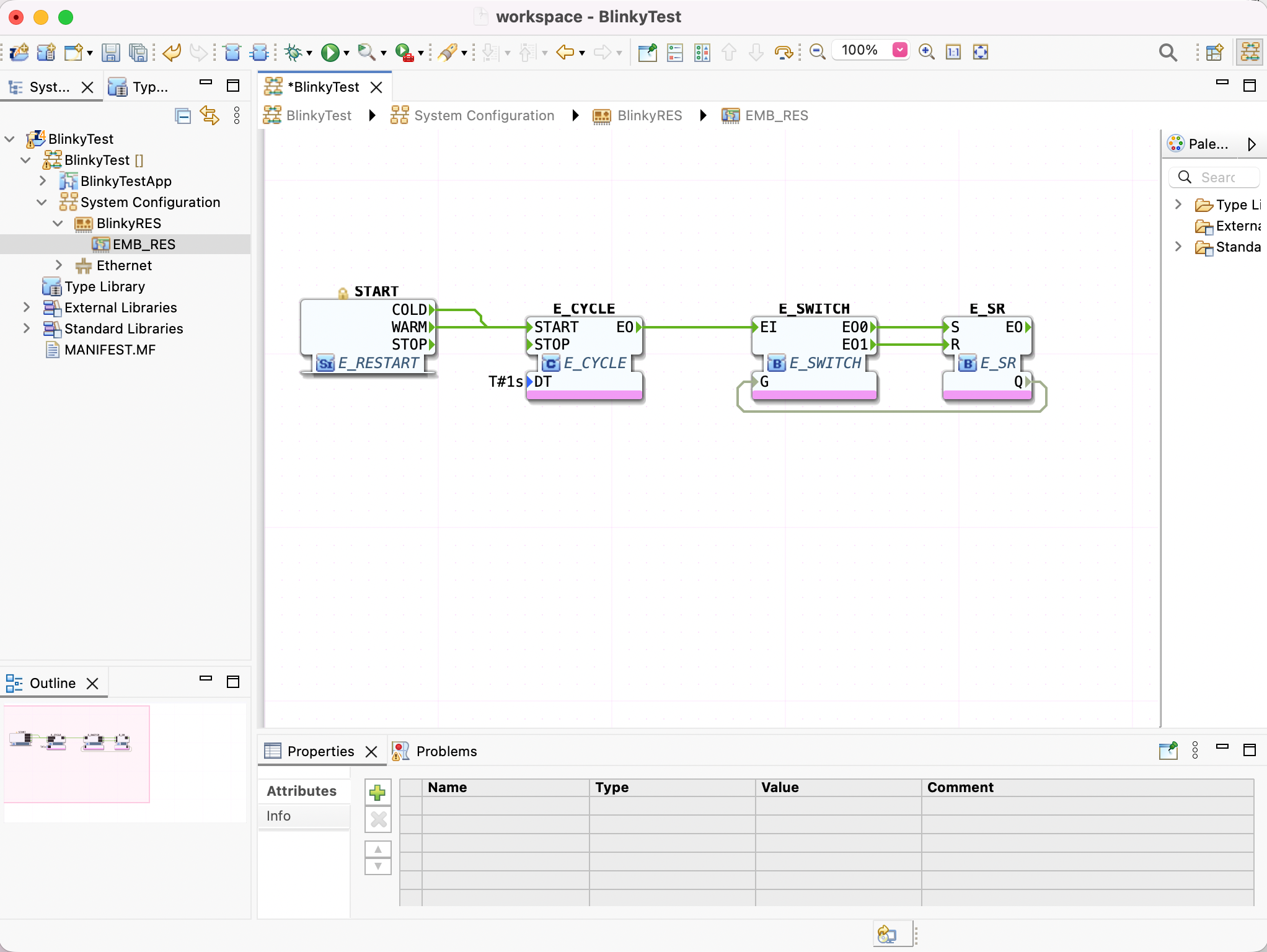 Resource Editor showing the START block and mapped FBs