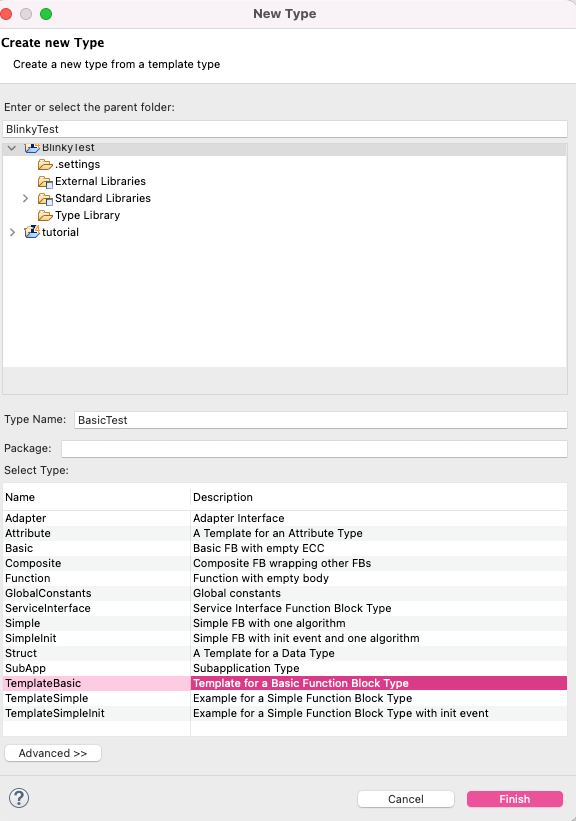 New Type Wizard - Create a Basic Function Block