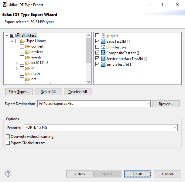 Export Type Wizard
