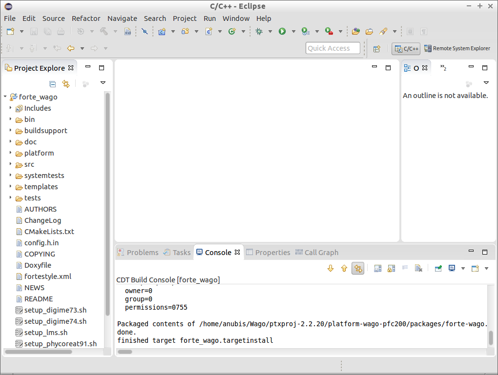 FORTE build for Wago in Eclipse