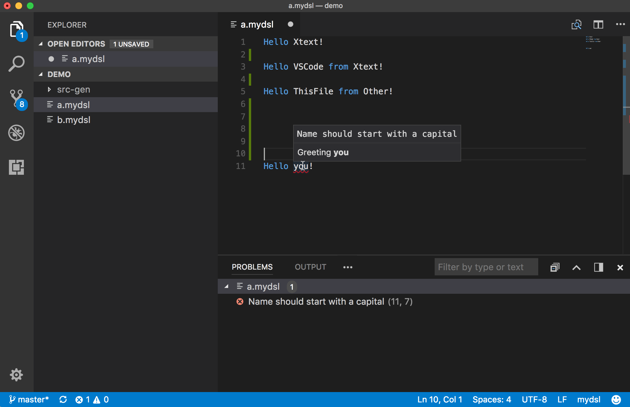 Xtext in Visual Studio Code via Language Server Protocol