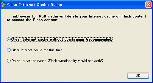 Cache Clear Confirm Dialog
