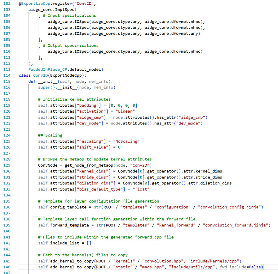 Example of Conv2D operator registration