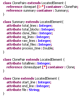 Simian metamodel excerpt