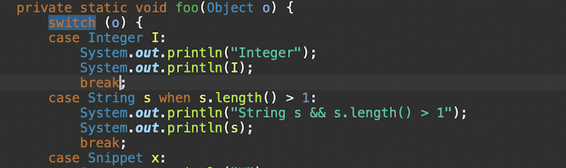 result of insert break statement quick fix