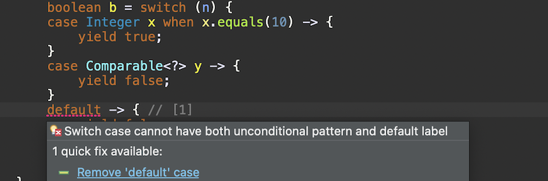 remove default case quick fix