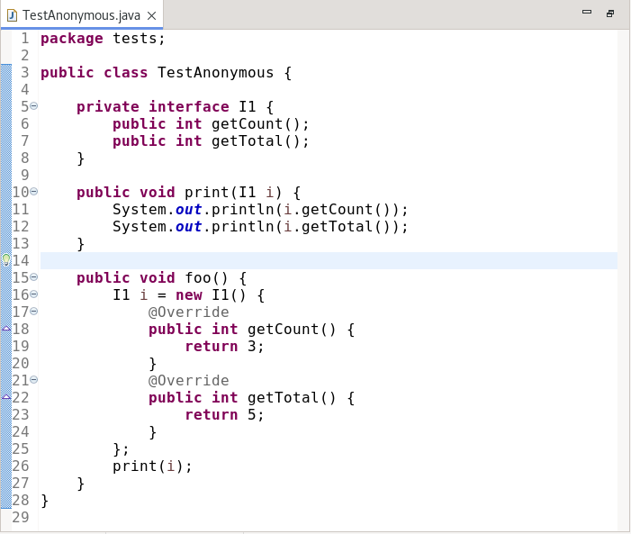 anonymous class to local variable after