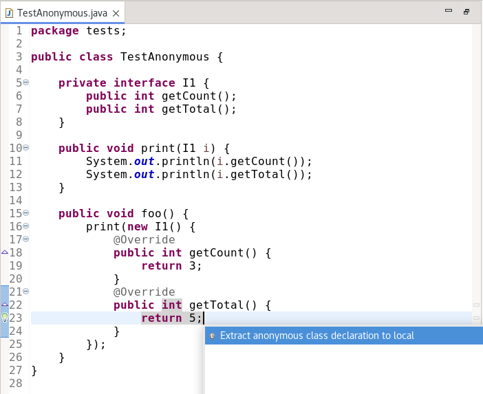 anonymous class to local variable before