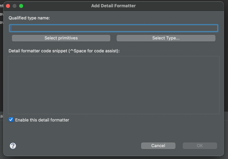 detail formatters option