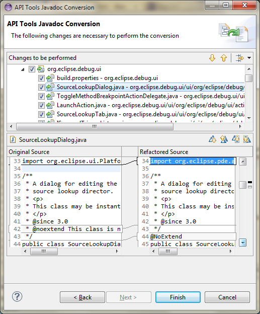 The Javadoc conversion wizard