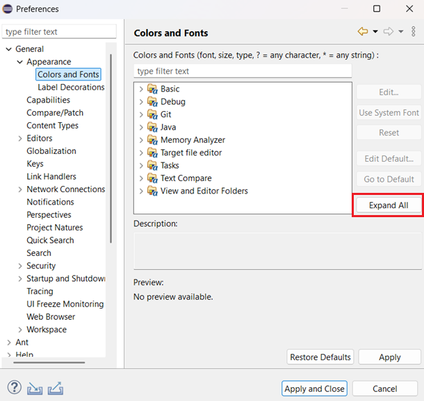 Eclipse Code Project Colors Documentation | Eclipse Project