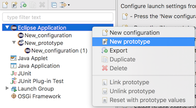 Prototype Eclipse Launch Configuration