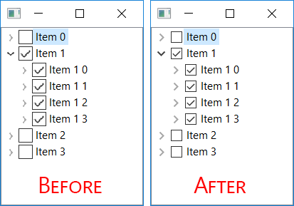 Tree widget image before and after