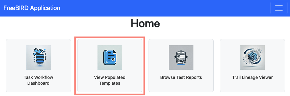Homepage - Click on View Populated Templates