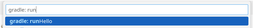 VS Code Command Palette showing the Gradle task to be configured