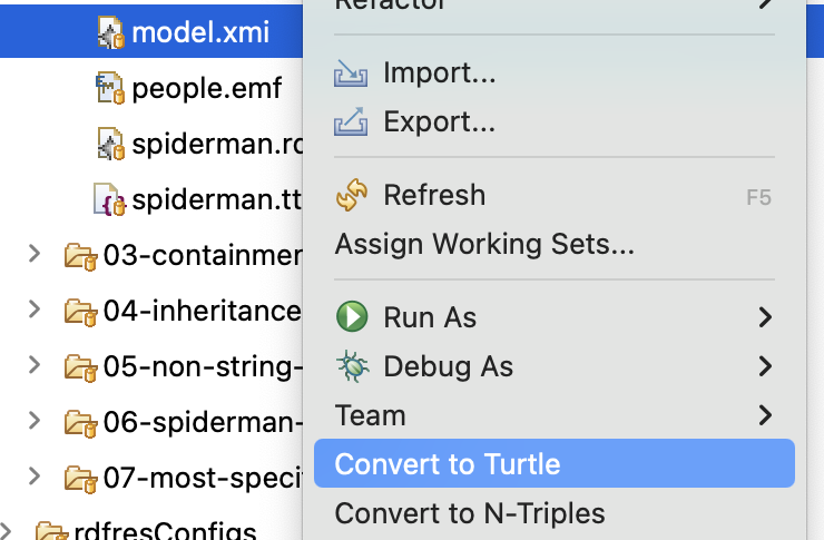 Screenshot showing the conversion options