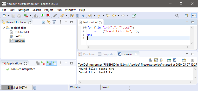ToolDef execution on command line and in IDE