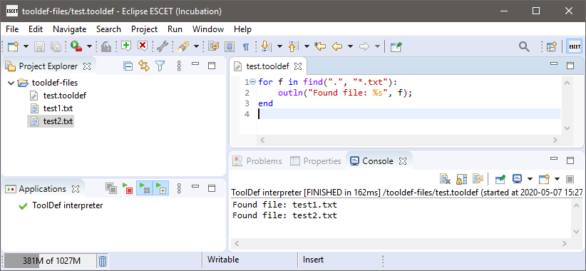 ToolDef execution on command line and in IDE