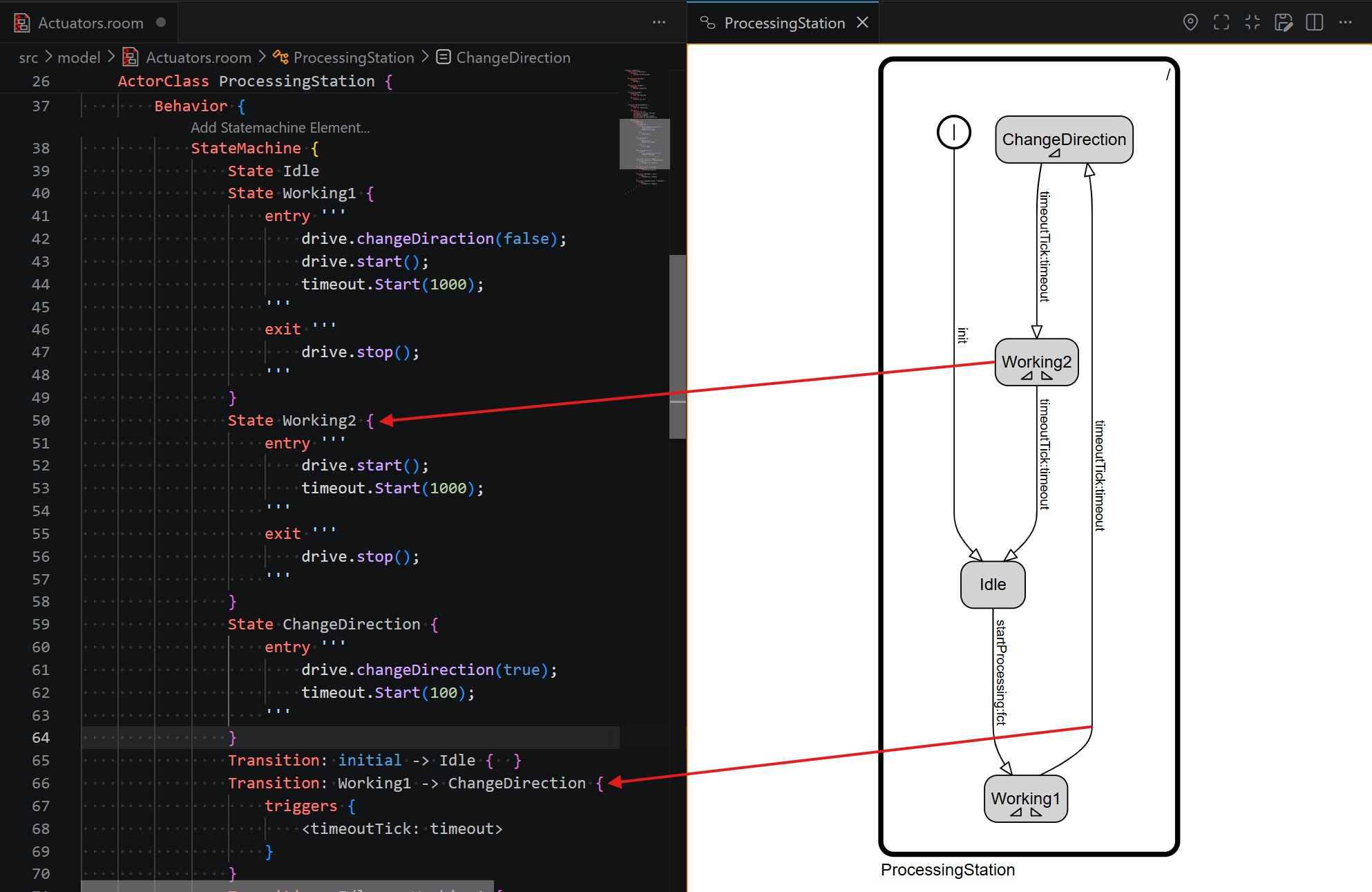graphical ROOM behavior editor