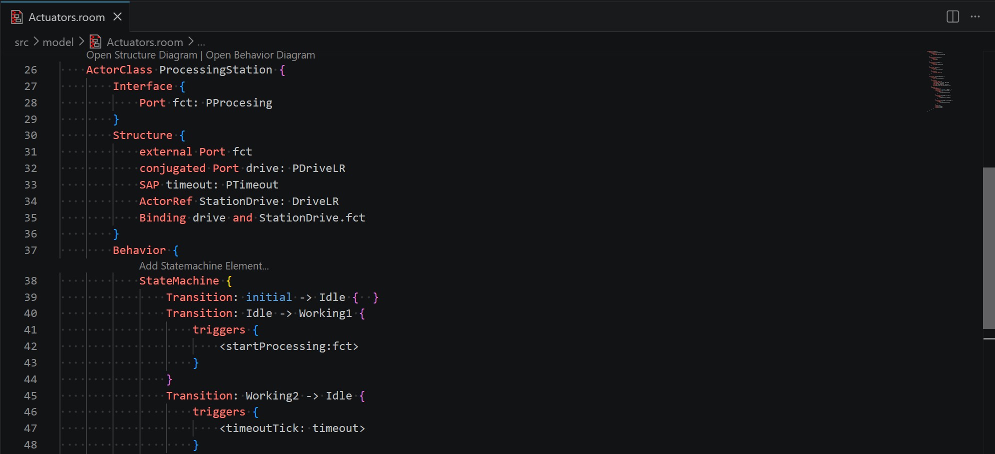textual ROOM model editor