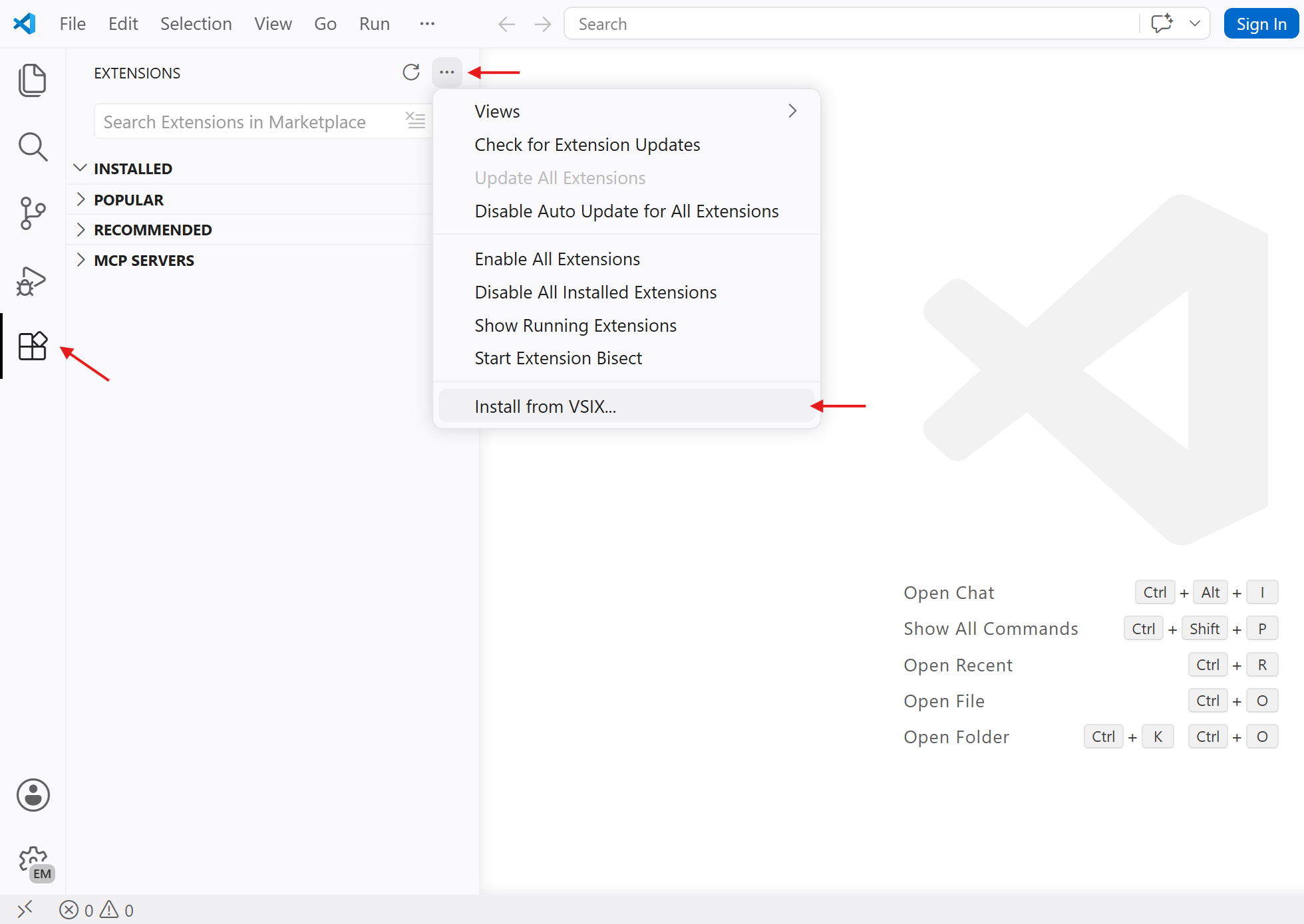 Screenshot Install eTrice-vscode-extension