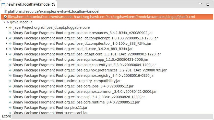 Hawk EMF resource showing set0.xmi