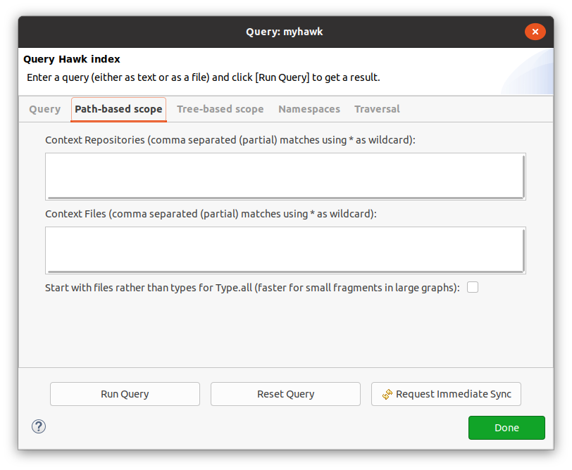 Hawk query dialog - path-based scopes