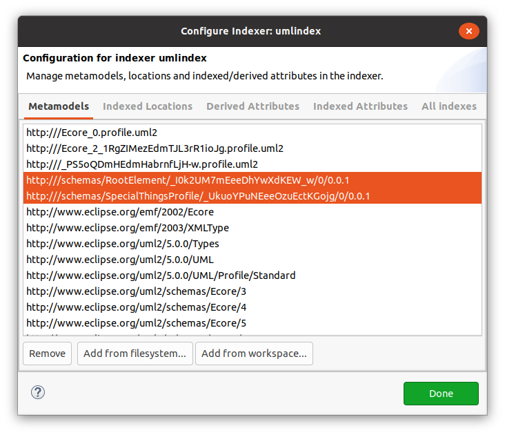 Hawk index config dialog after registering profile