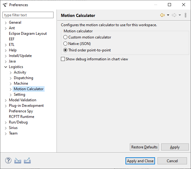 motion calculator selection