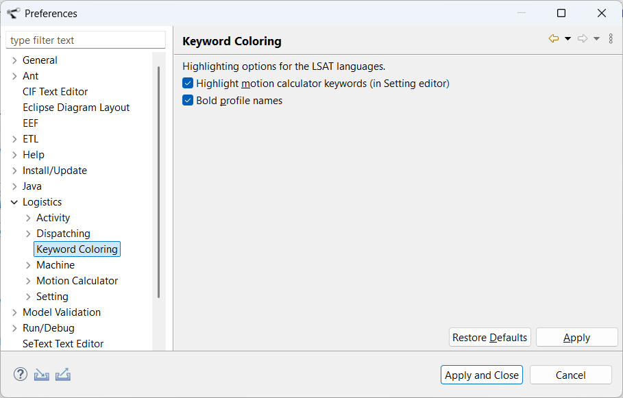 keyword coloring
