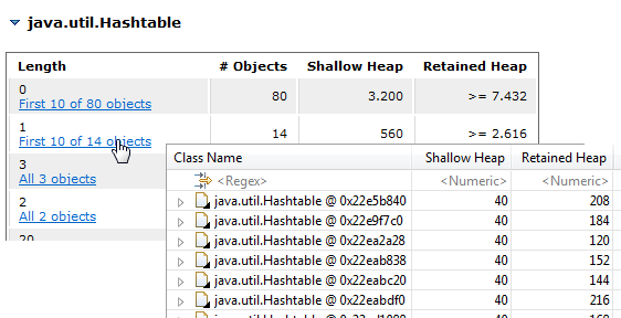 Open a list of objects directly from the HTML report