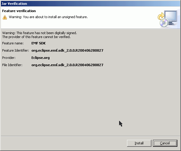Click 'Install' to accept unsigned warning - SDK
