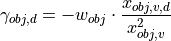 \gamma_{obj,d} = - w_{obj} \cdot \frac{x_{obj,v,d}}{x_{obj,v}^2}