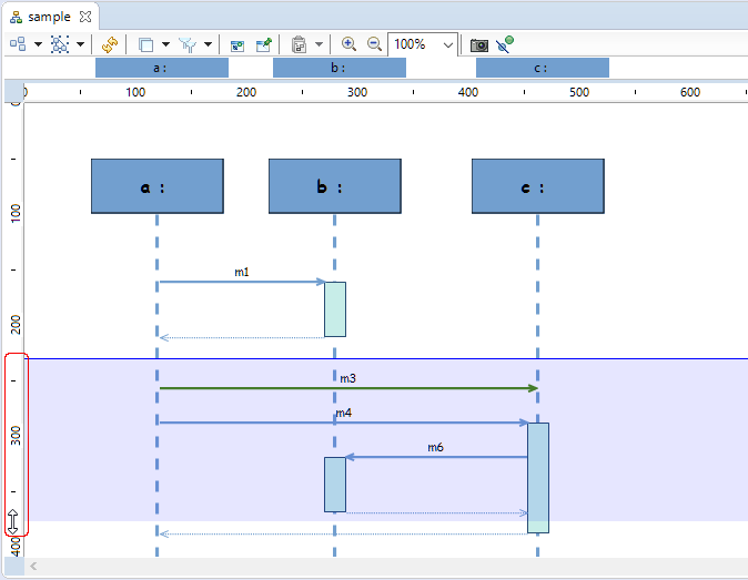 Example where user inserts blank space before message m3