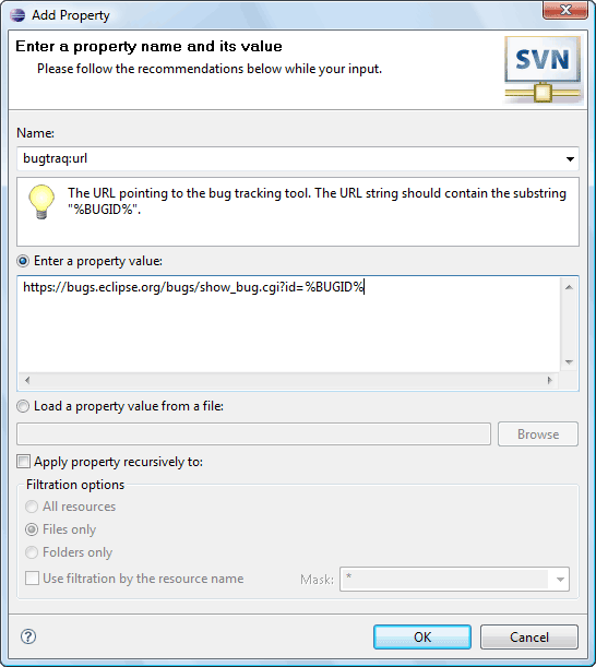 Set Property dialog