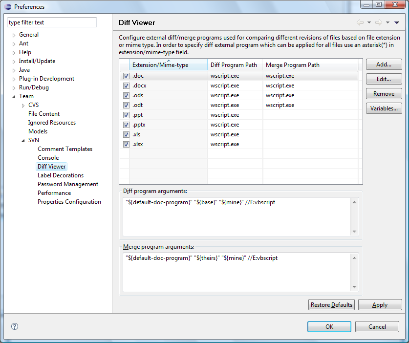 Diff Viewer properties page