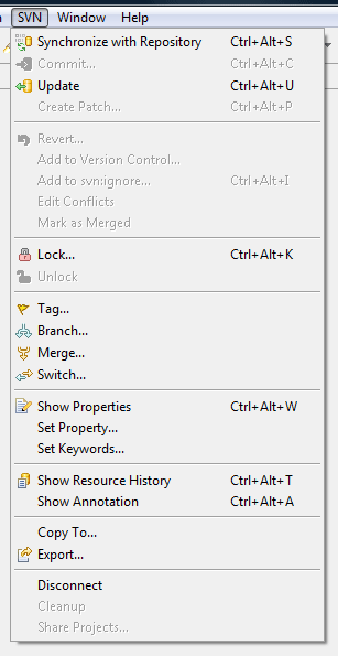 SVN main menu group