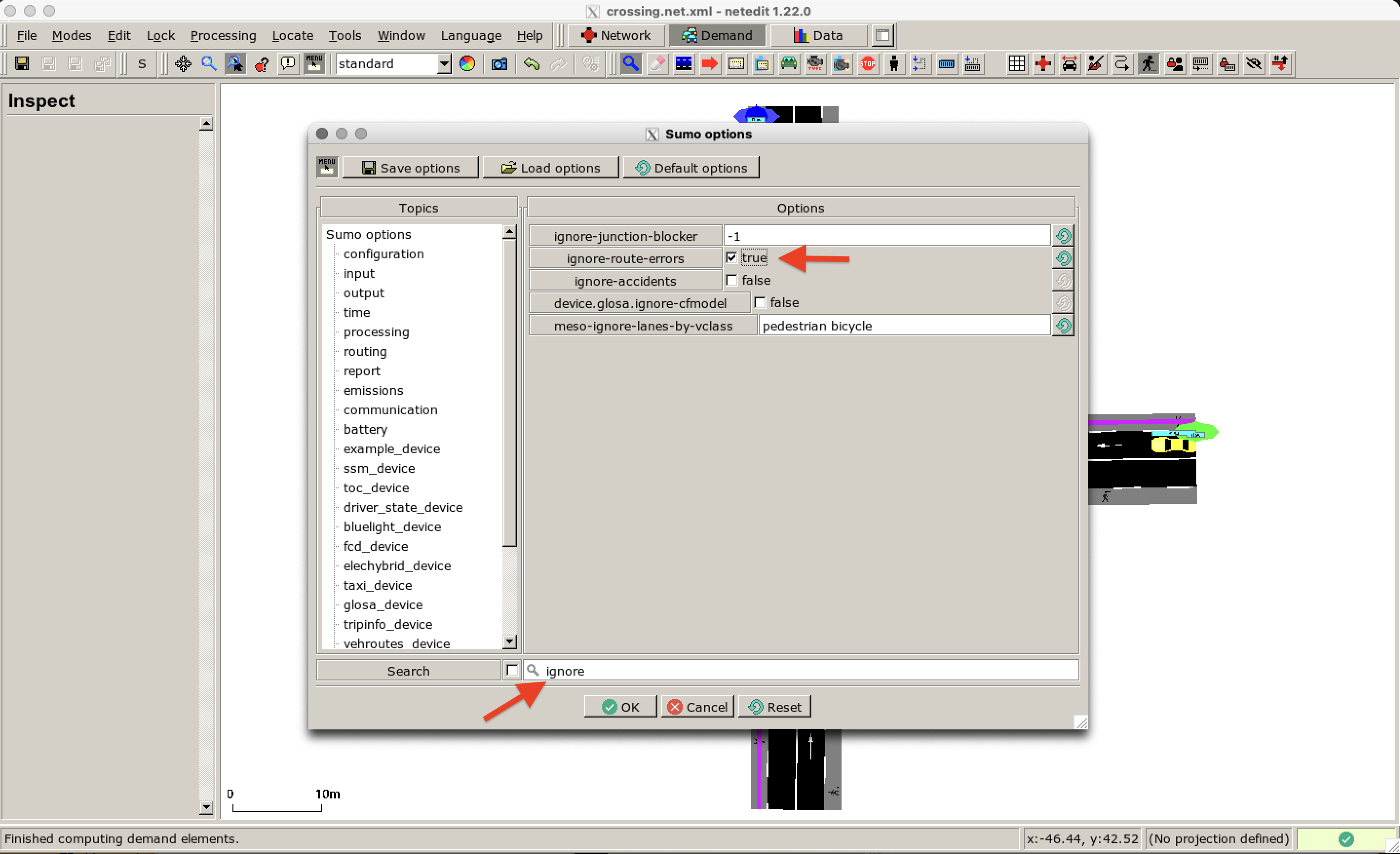 Further configuration of simulation options