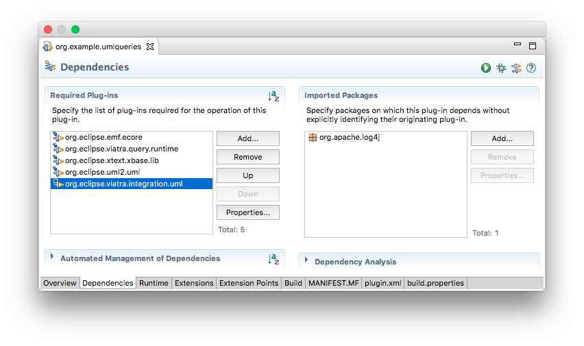 uml integration deps