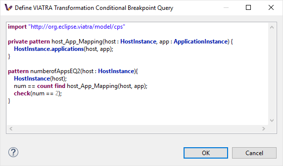 Conditional breakpoint definition