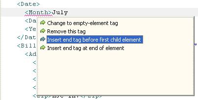 XML Quick Fix example