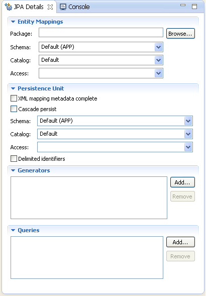 JPA Details view for orm.xml file.