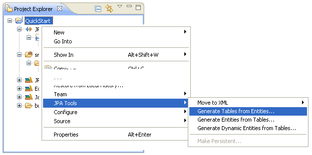 JPA Tools > Generate Tables from Entities