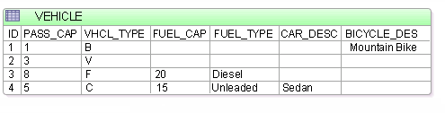 This figure illustrates entity inheritance in a single table.