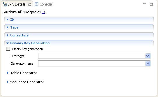 JPA Details, Primary key generation