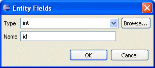 The Entity Fields dialog.